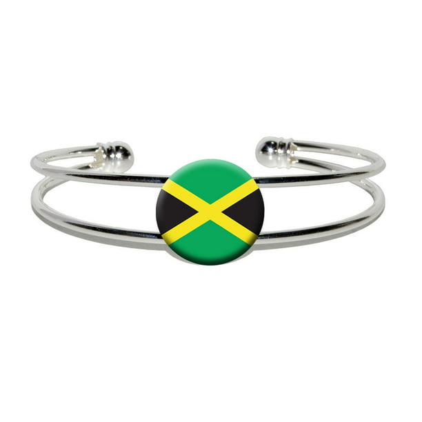 Artwork Store Adjustable Silver Bracelets Jamaica National Flag Charming Fashion Chain Link Bracelets Jewelry for Women 